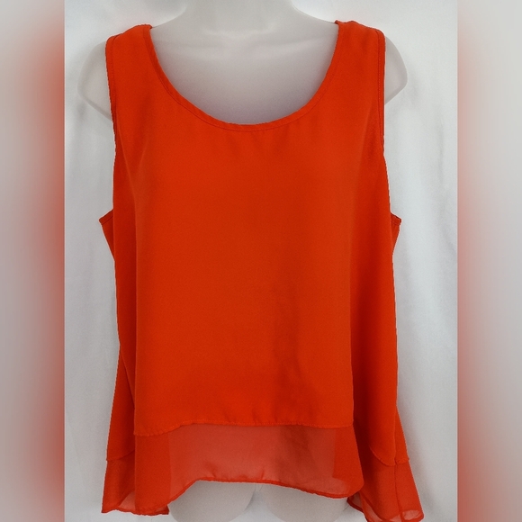 BKE Spring Summer Dopamine Orange Lightweight Flowy Sleeveless Tank Top (#69) - Picture 1 of 7